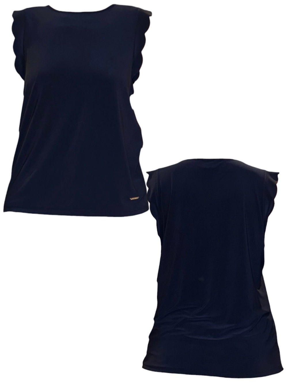 Anne Klein Navy Scallop Edge Sleeveless Tank